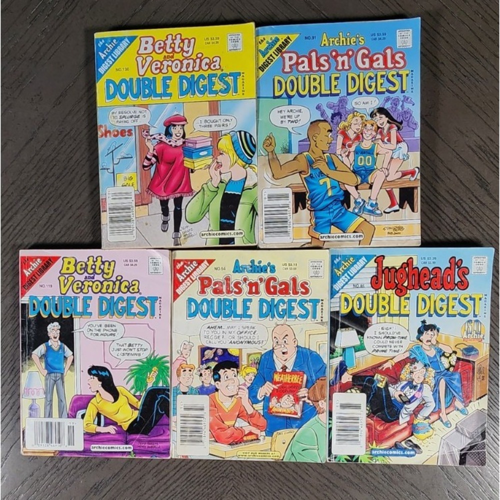 Archie Comics Double Digest Magazine Lot of 5 Betty Veronica Pals n Gals Jughead